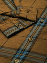 Men's Regular Fit Checkered Full Sleeves Cutaway Collar Casual Shirt