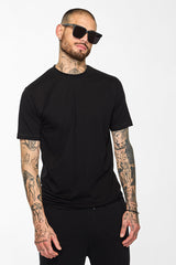 Men's Black Casual Slim Fit Solid Half Sleeves Tshirt