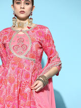 Women's Floral Pure Cotton Short Kurti with Sharara