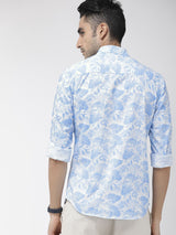 Men's Slim Fit Abstract Printed Full Sleeves Cutaway Collar Casual Shirt