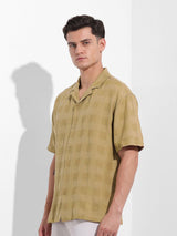 Men's Khaki Casual Solid Half Sleeves Shirt