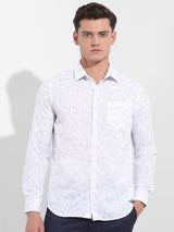 Men's Blue Formal Self Design Full Sleeves Shirt