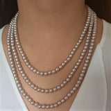 Women's Rhodium Plated Elegant 3 Line Purple Pearl Necklace