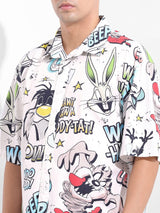 Men's White Casual Printed Half Sleeves Shirt