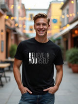 Men's Black Casual Regular Printed Half Sleeves Tshirt