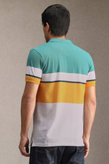Men's Multicolor Casual Striped Slim Fit Half Sleeves Polo Tshirt