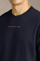 Men's Navy Blue Casual Half Sleeves Tshirt