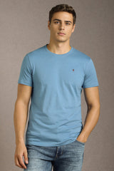 Men's Blue  Casual Half Sleeves Tshirt