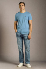 Men's Blue  Casual Half Sleeves Tshirt