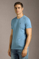 Men's Blue  Casual Half Sleeves Tshirt