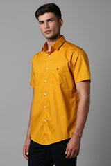 Men's Yellow Casual Half Sleeves Shirt