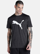 Mens Black Polyester Regular Sports Half Sleeves Tshirt