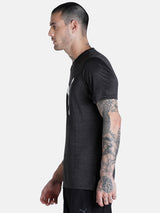 Mens Black Polyester Regular Sports Half Sleeves Tshirt
