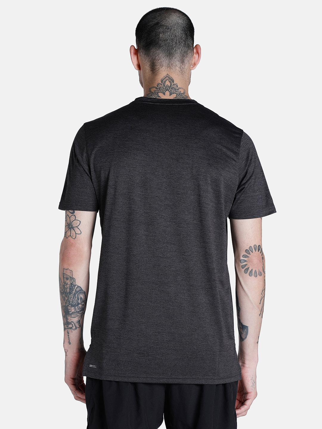 Mens Black Polyester Regular Sports Half Sleeves Tshirt