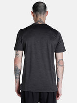 Mens Black Polyester Regular Sports Half Sleeves Tshirt