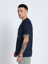 Mens Blue Cotton Regular Casual Half Sleeves Tshirt