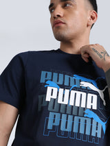 Mens Blue Cotton Regular Casual Half Sleeves Tshirt