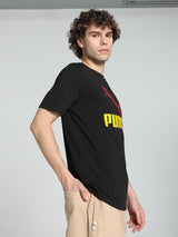 Mens Black Cotton Regular Casual Half Sleeves Tshirt