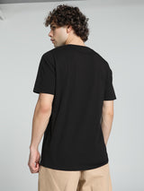 Mens Black Cotton Regular Casual Half Sleeves Tshirt