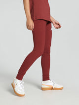 Womens Red Cotton Solid Tights & Leggings