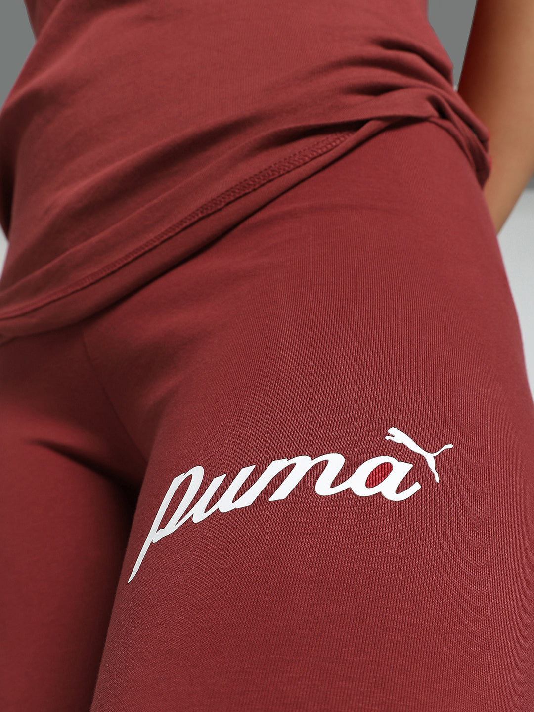 Womens Red Cotton Solid Tights & Leggings