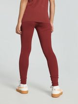 Womens Red Cotton Solid Tights & Leggings