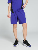 Mens Blue Polyester Regular Running Solid Shorts