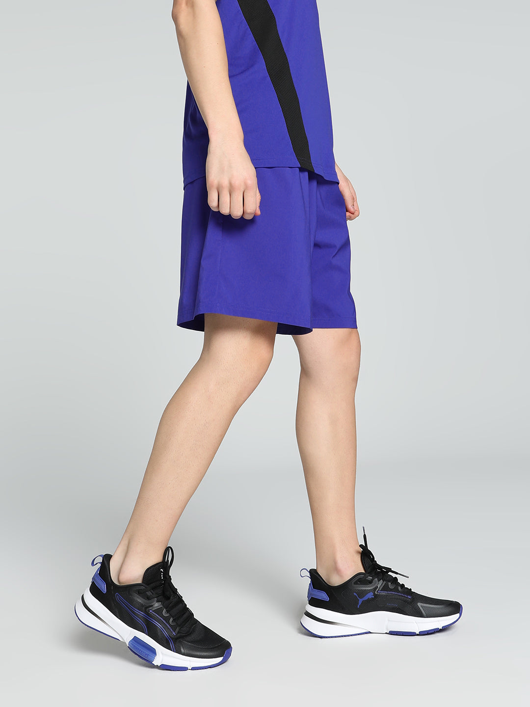 Mens Blue Polyester Regular Running Solid Shorts