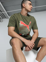 Mens Green Cotton Regular Casual Half Sleeves Tshirt