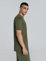 Mens Green Cotton Regular Casual Half Sleeves Tshirt