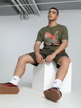 Mens Green Cotton Regular Casual Half Sleeves Tshirt