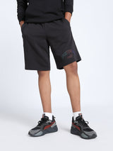Mens Black Cotton Regular Outdoor Solid Shorts