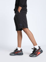 Mens Black Cotton Regular Outdoor Solid Shorts