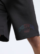 Mens Black Cotton Regular Outdoor Solid Shorts