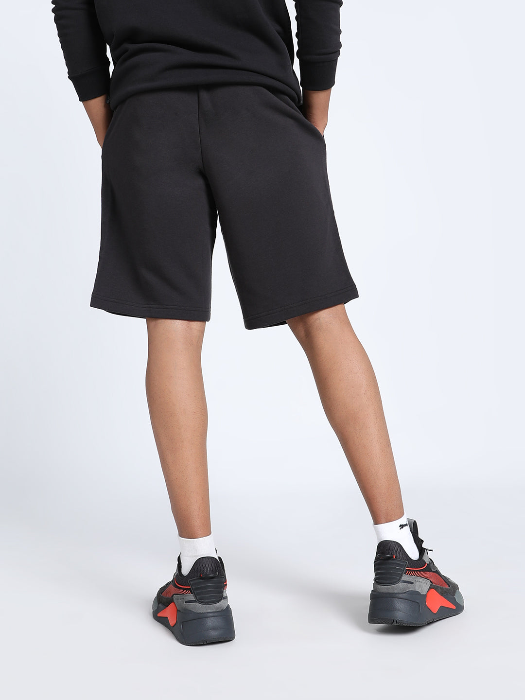 Mens Black Cotton Regular Outdoor Solid Shorts