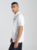 Mens White Casual Regular Fit Half Sleeves Tshirt