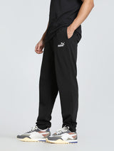 Mens Black Cotton Regular Fit Casual Stretchable Solid Track Pant