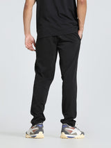 Mens Black Cotton Regular Fit Casual Stretchable Solid Track Pant