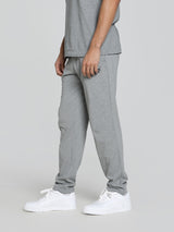 Mens Grey Cotton Regular Fit Casual Stretchable Solid Track Pant