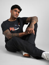 Mens Black Cotton Regular Casual Half Sleeves Tshirt