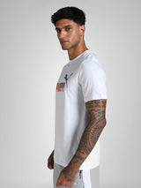 Mens White Cotton Regular Casual Half Sleeves Tshirt