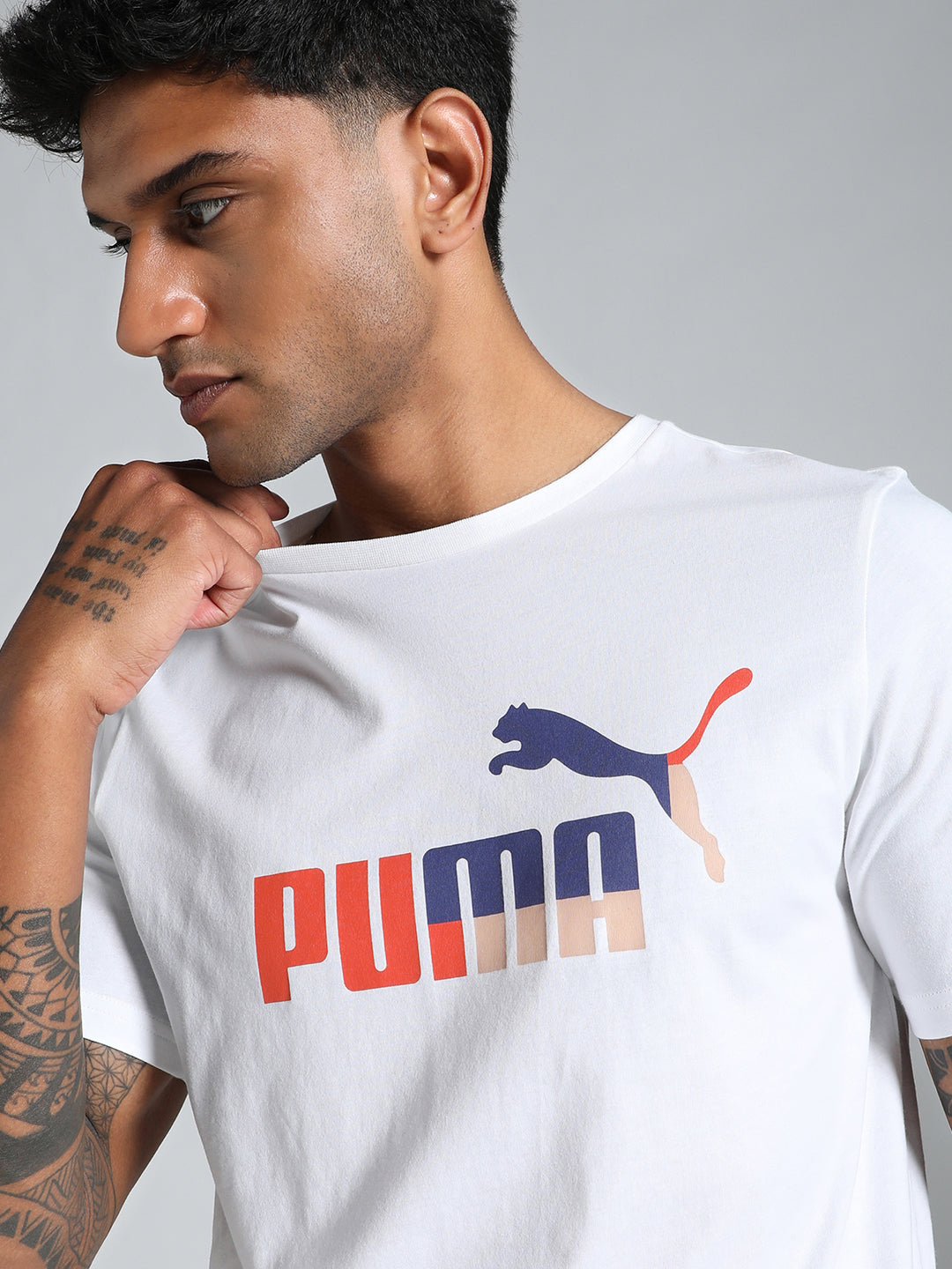 Mens White Cotton Regular Casual Half Sleeves Tshirt