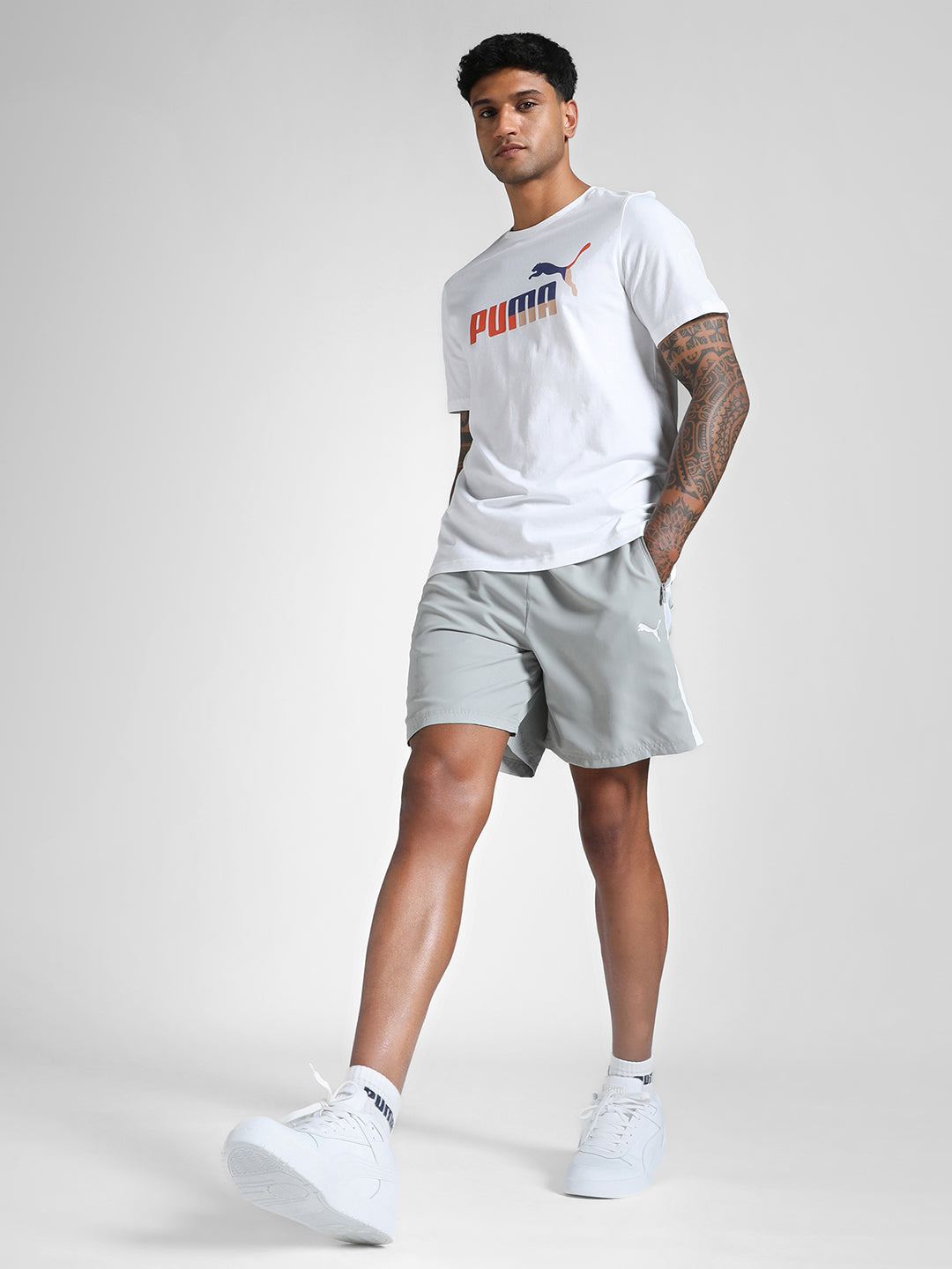 Mens White Cotton Regular Casual Half Sleeves Tshirt