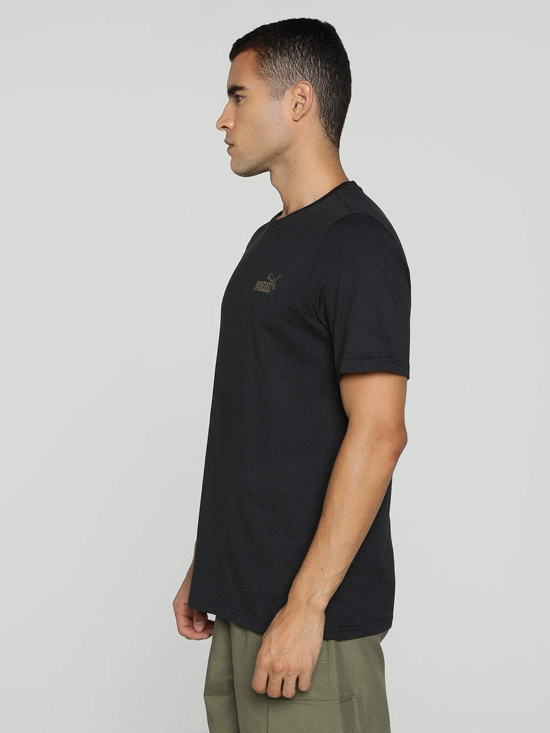 Mens Black Cotton Regular Casual Half Sleeves Tshirt