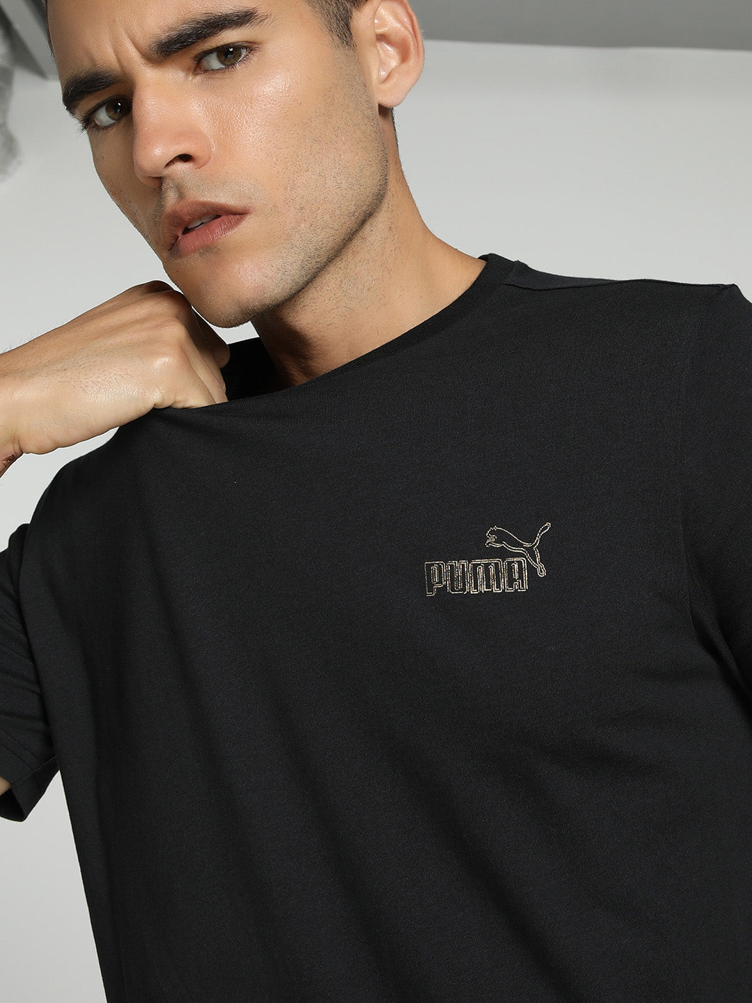Mens Black Cotton Regular Casual Half Sleeves Tshirt
