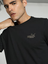 Mens Black Cotton Regular Casual Half Sleeves Tshirt