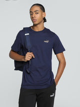 Mens Blue Cotton Regular Casual Half Sleeves Tshirt