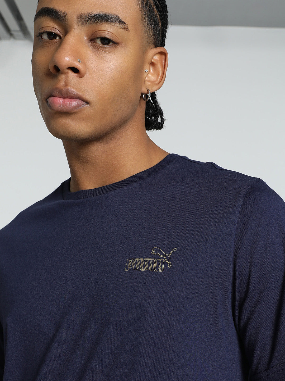 Mens Blue Cotton Regular Casual Half Sleeves Tshirt