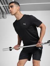 Mens Black Polyester Regular Sports Half Sleeves Tshirt