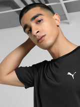 Mens Black Polyester Regular Sports Half Sleeves Tshirt